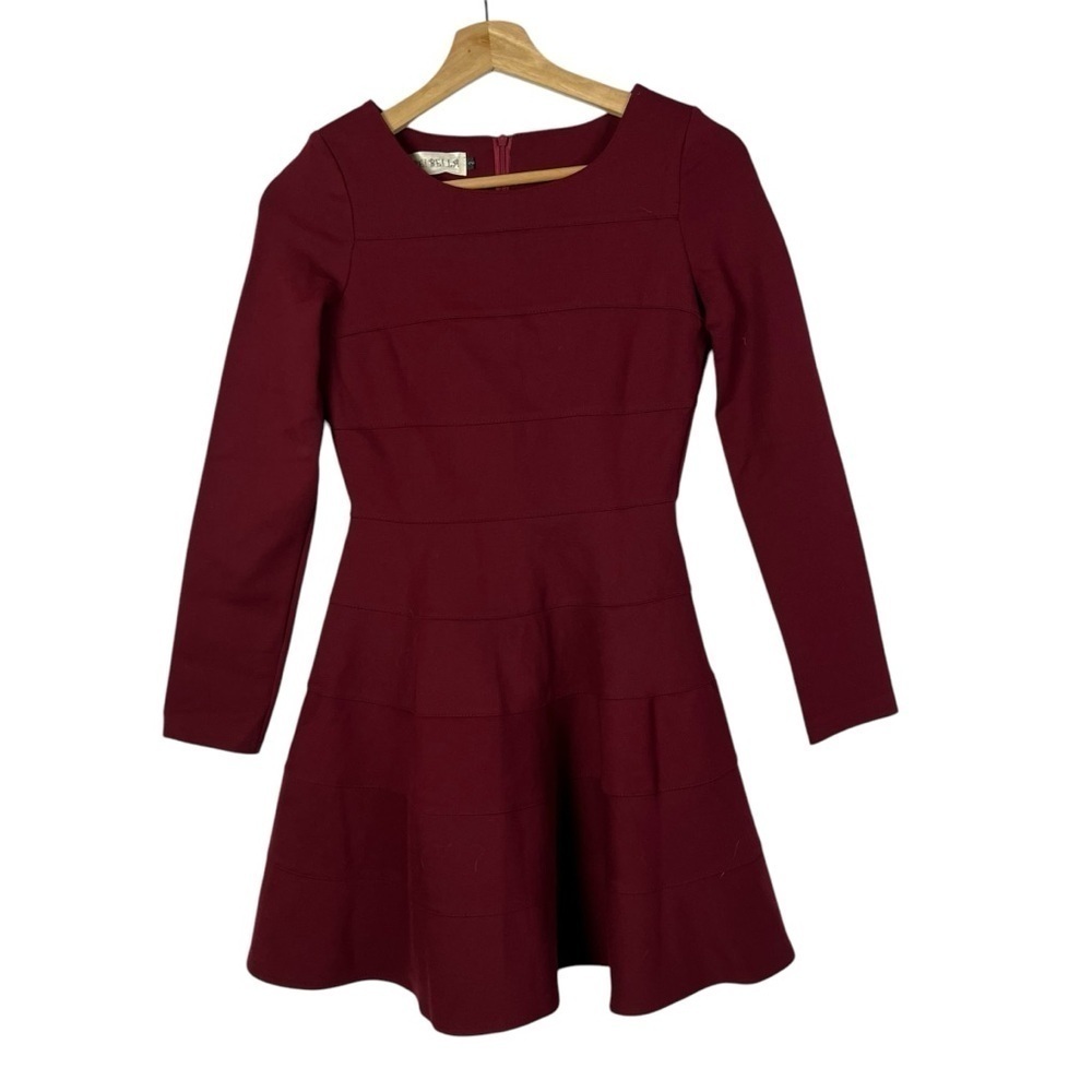 Boutique Bei‎ Bella Red Ponte Long Sleeve Mini Dress 2